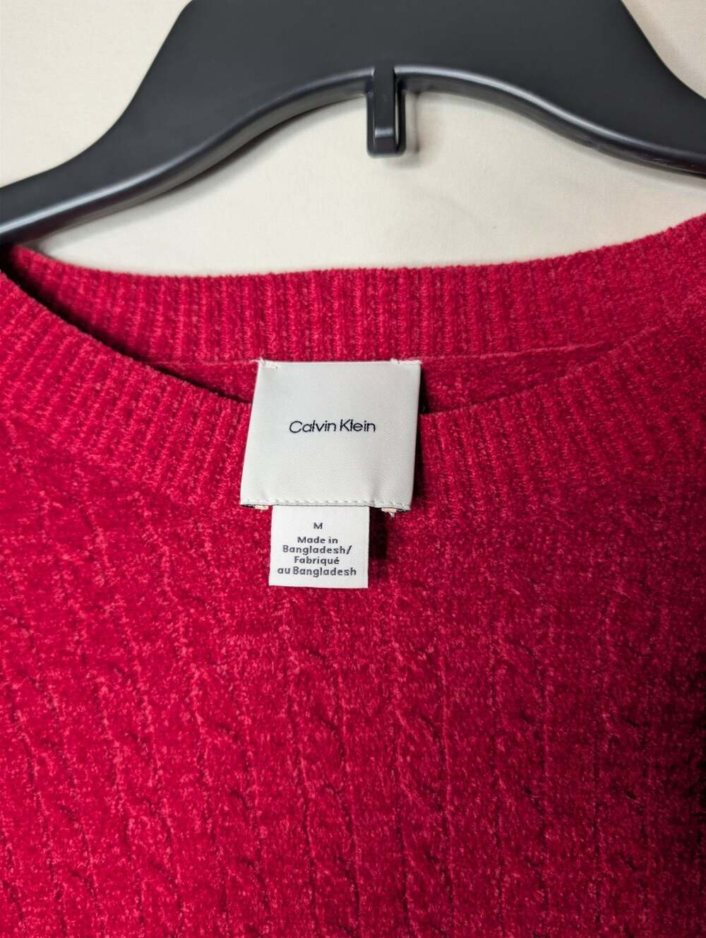 Calvin Klein Womens Red Chenille‎ Knit Crewneck Sweater Size M - Picture 3 of 8